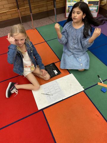 1st Grade students working together in math
