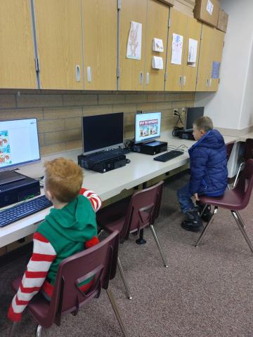 2nd graders working on their find a difference project.