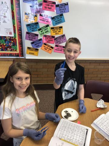 5th graders with their owl pellets