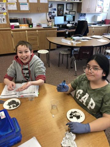 5th graders excited for their science lesson with owl pellets