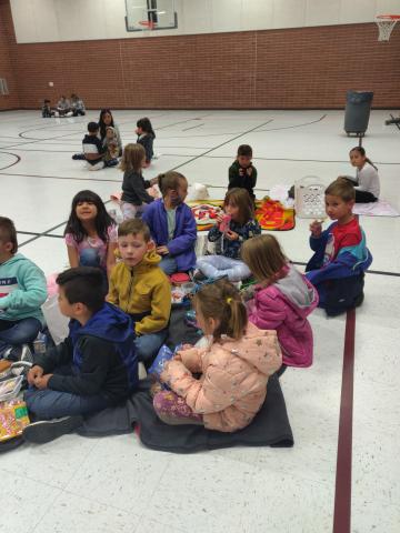 first graders having a picnic together