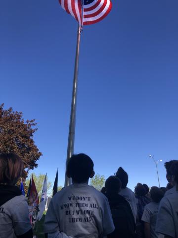 Watching the flag fly