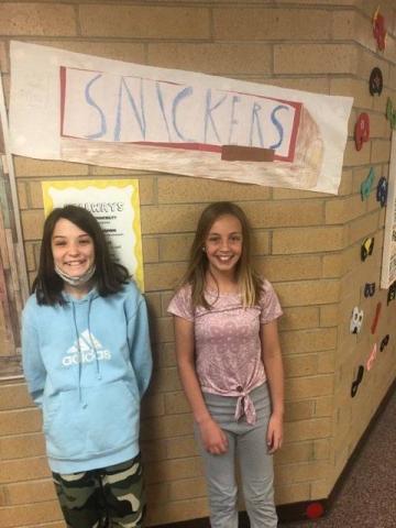Alexa and Jaycie with their snickers bar