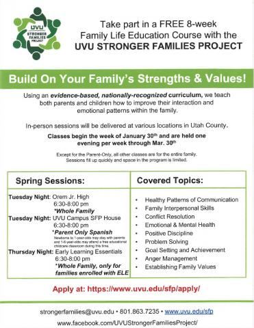 Stronger families project flyer