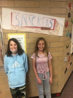 Alexa and Jaycie with their snickers bar