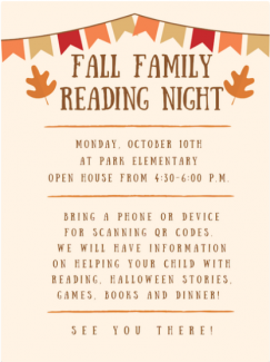 Family reading night poster