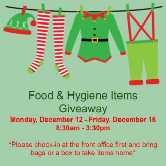 food and hygiene items giveaway