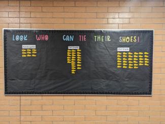look who can tie their shoes bulletin board