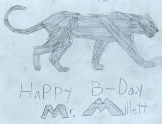 A student drawing for Mr. Millet